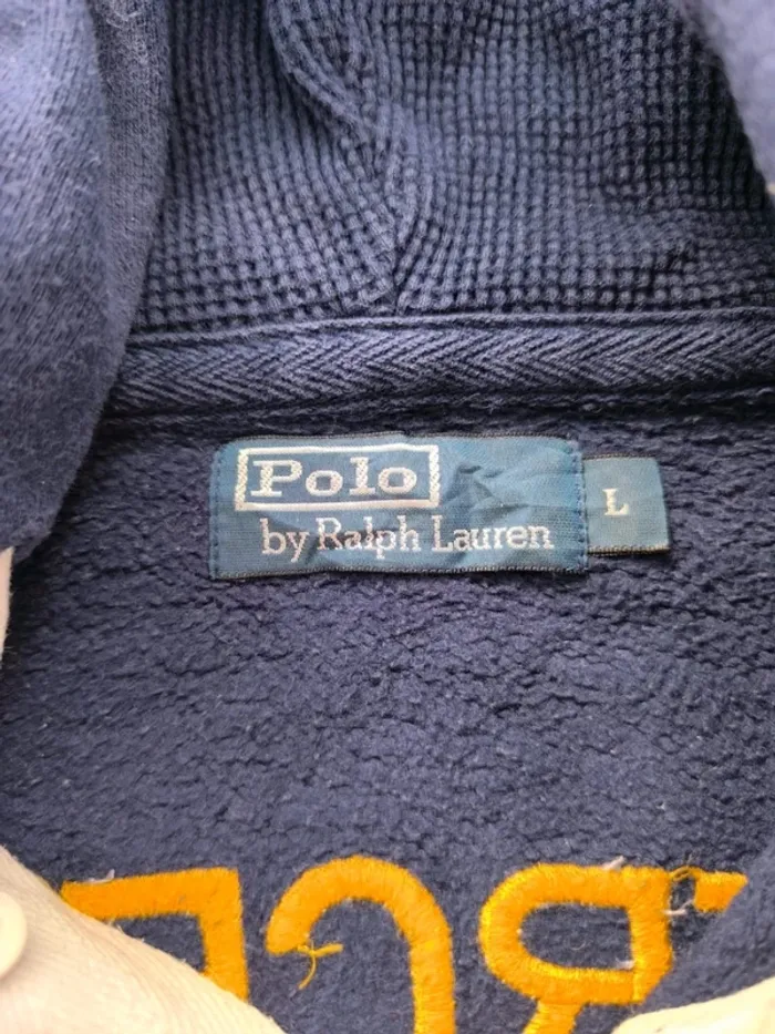 Sweat a capuche zippé homme Ralph Lauren taille M bleu avec capuche verte bon état - photo numéro 9
