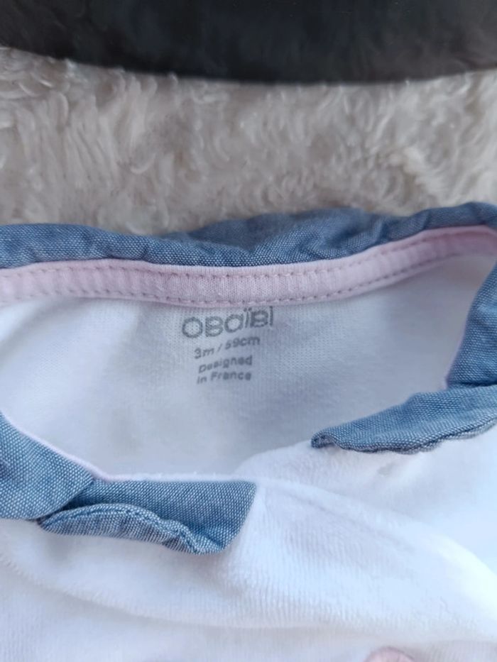Pyjama grenouillère velours Fille 3 mois Ours Ourson et doudou Obaïbi - photo numéro 6