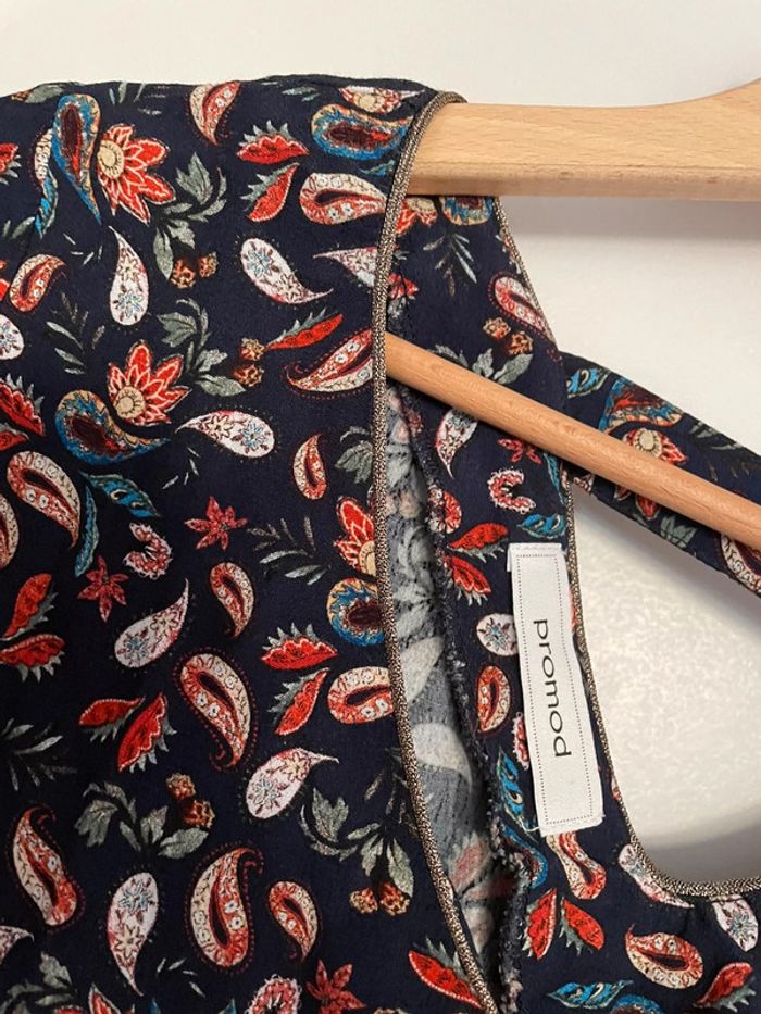 Blouse manche 3/4 Promod bleue marine à motifs - photo numéro 2