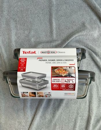 Lot de 2 boites en verre Tefal gris