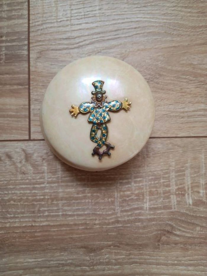 Boite ronde céramique fantaisie arlequin métal