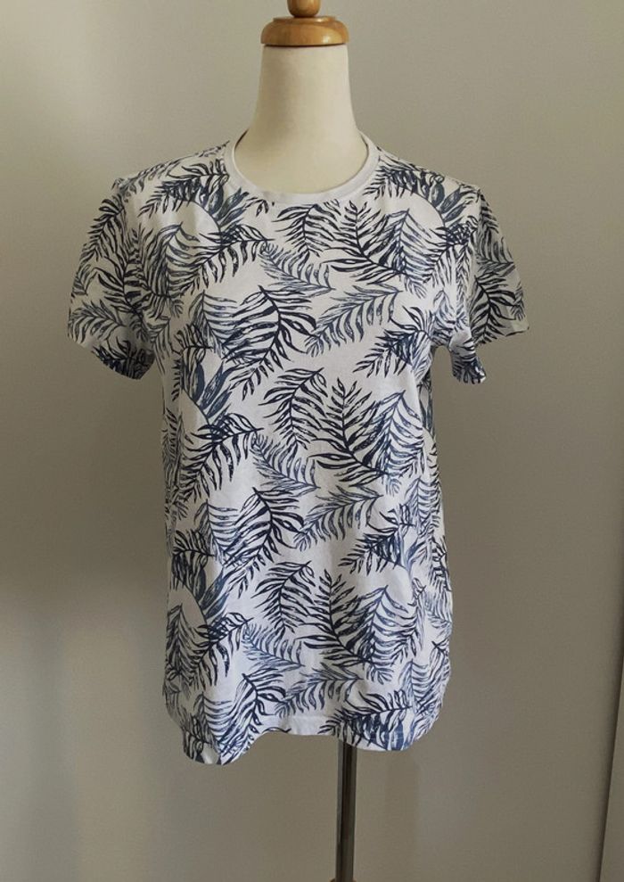 T-shirt blanc imprimé feuilles Inextenso