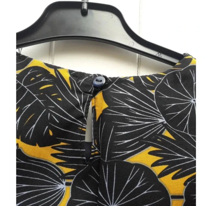 Robe fille avec motifs feuilles bleu et moutarde taille 10 ans - By Gémo Kibs / ROBE d"été - photo numéro 6