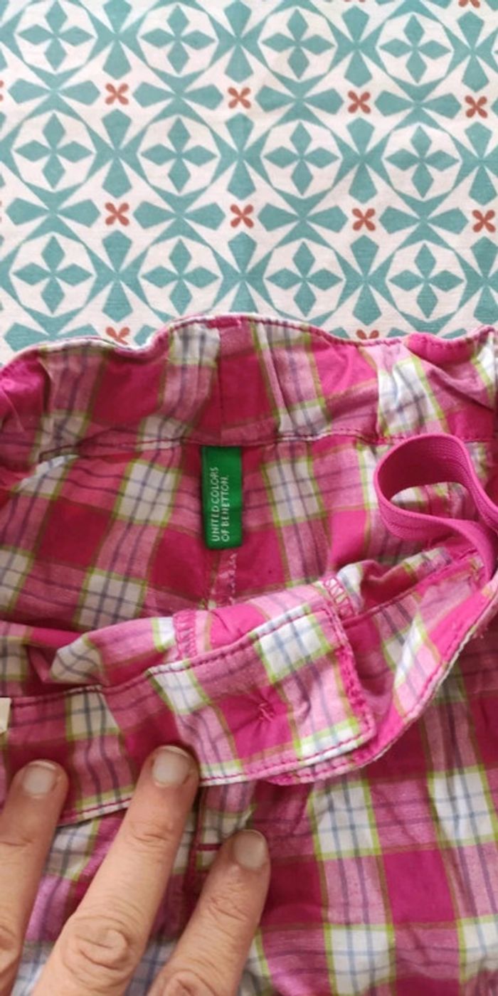 Benetton short a carreaux rose 8 / 10 ans - photo numéro 2