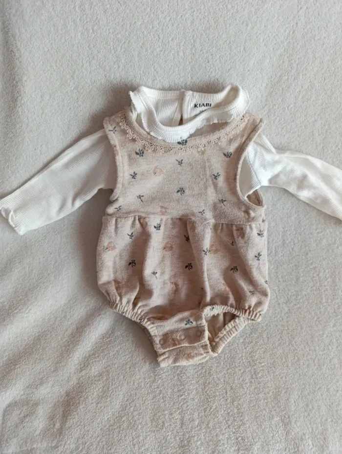 Ensemble tee-shirt manches longues et grenouillère Kiabi 3 mois