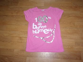 Tee shirt "100%bonne humeur" TEENS DREAMS rose taille S TBE