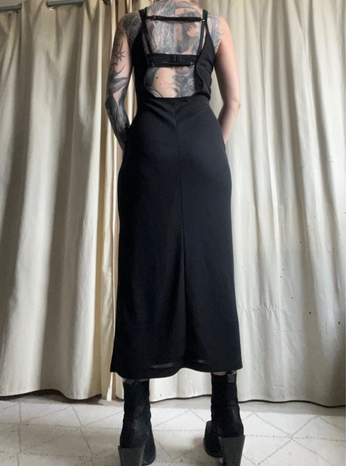 Robe longue fendue dos nu strass vintage Coquette Goth 90s - Taille S - photo numéro 5