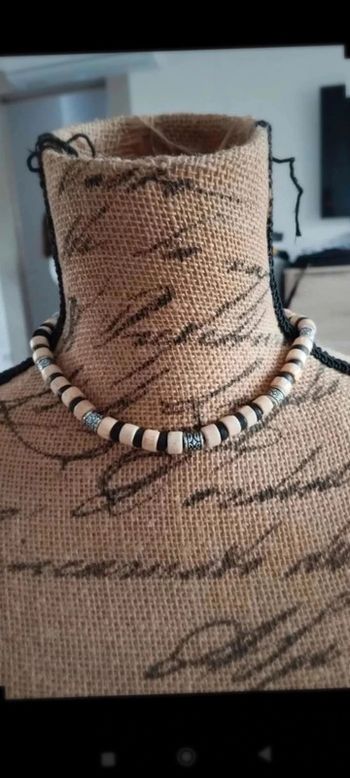 Parure collier  bracelet  élastique beige