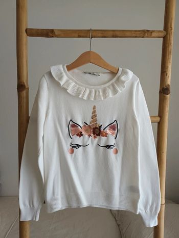 Pull blanc Licorne 9 ans