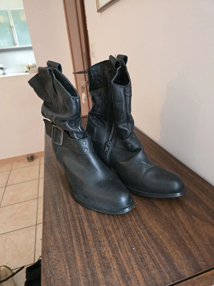 Bottes santiag très bon état noire 37 - photo numéro 2