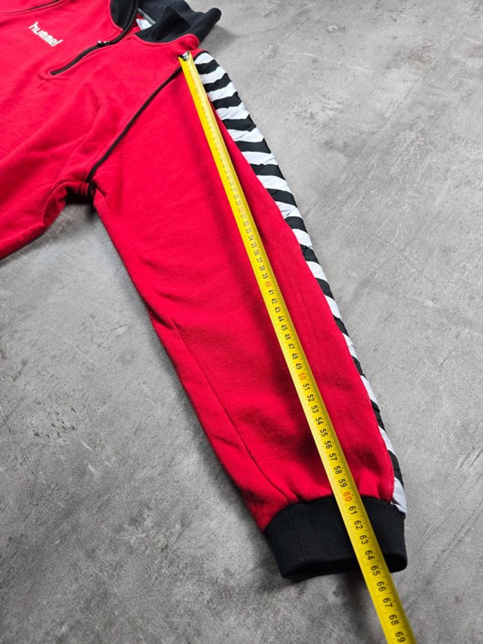 Sweat Hummel Rouge Vintage 90s col camioneur full zip Sportwear Unisexe Chevron Rétro taille L - photo numéro 9