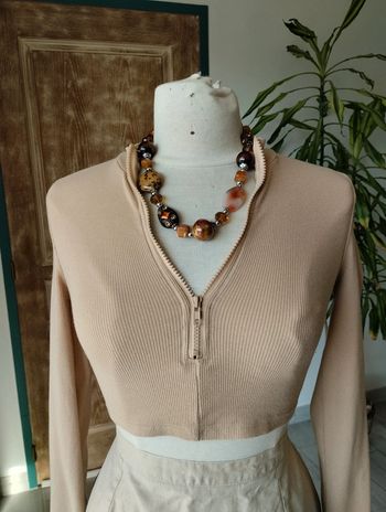 Crop top manches longues beige 🤎