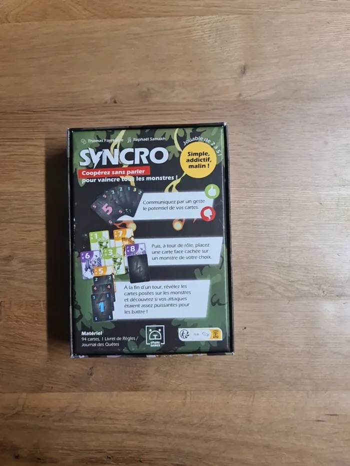 Proche du neuf jeu de cartes Syncro des éditions Grrre Games, - photo numéro 3