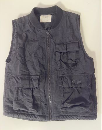 Gilet Utilitaire / Veste Sans Manches Matelassée ZARA (6-7 ans / 120 cm) - Style Streetwear Noir