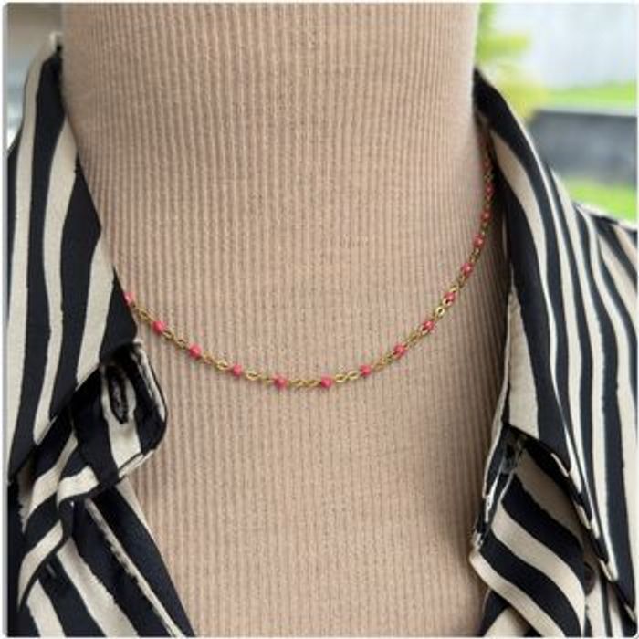 Collier perles résine email or acier - Ateliersdisa collection - photo numéro 7