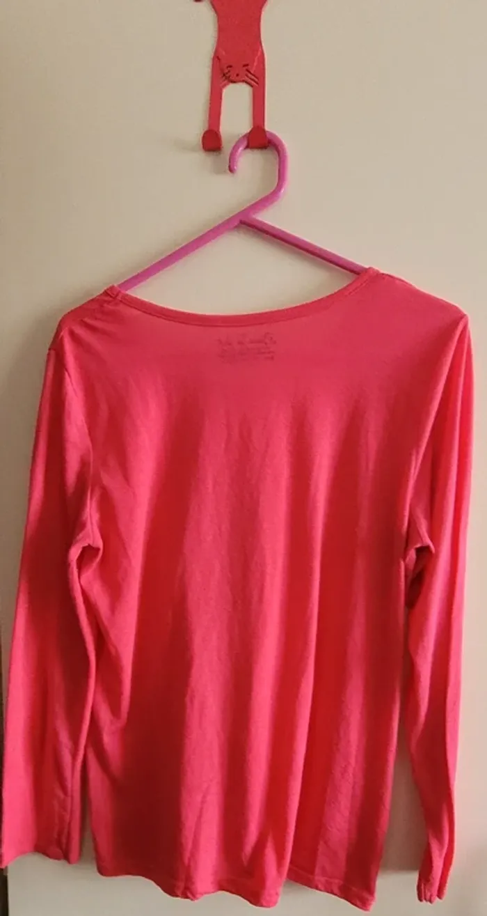 T shirt manche longue rose fluo - photo numéro 2