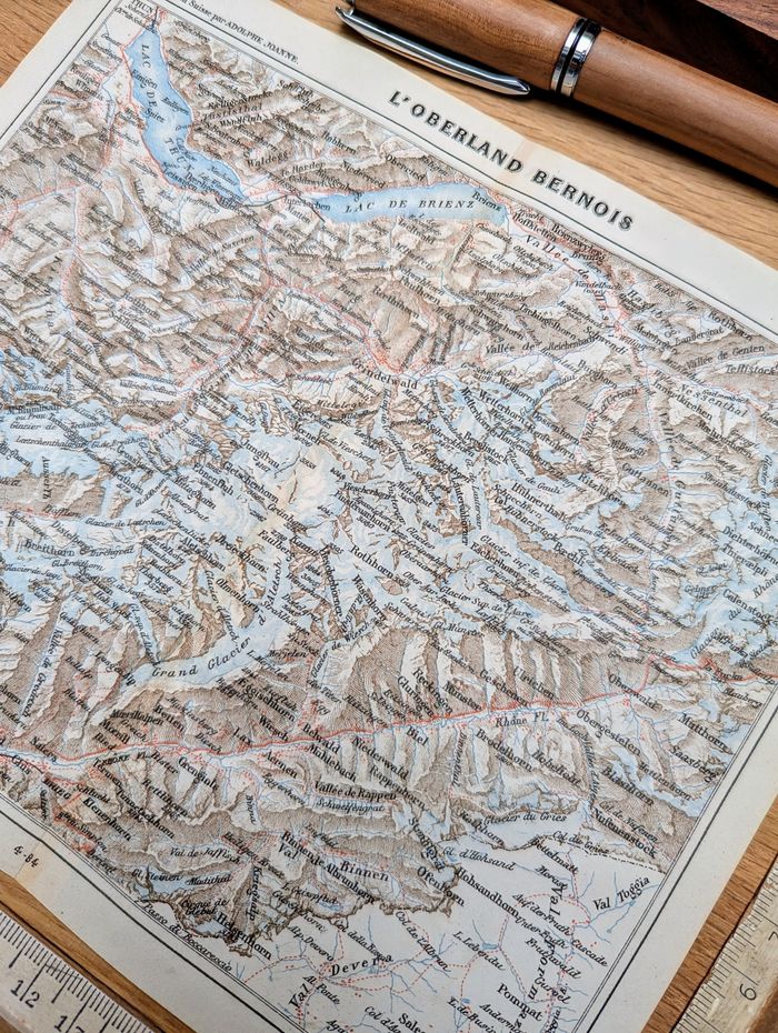 Imprimée en 1844, L'Oberland bernois, Suisse. Original Vintage Authentique. - photo numéro 10