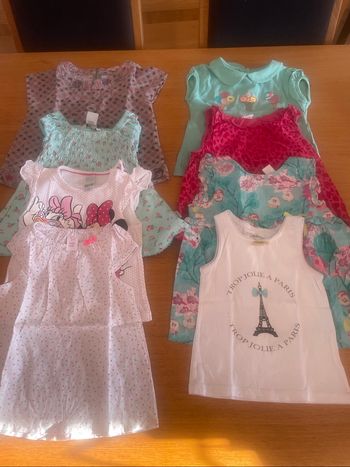Lot t-shirt et blouses manches courtes fille 18 mois