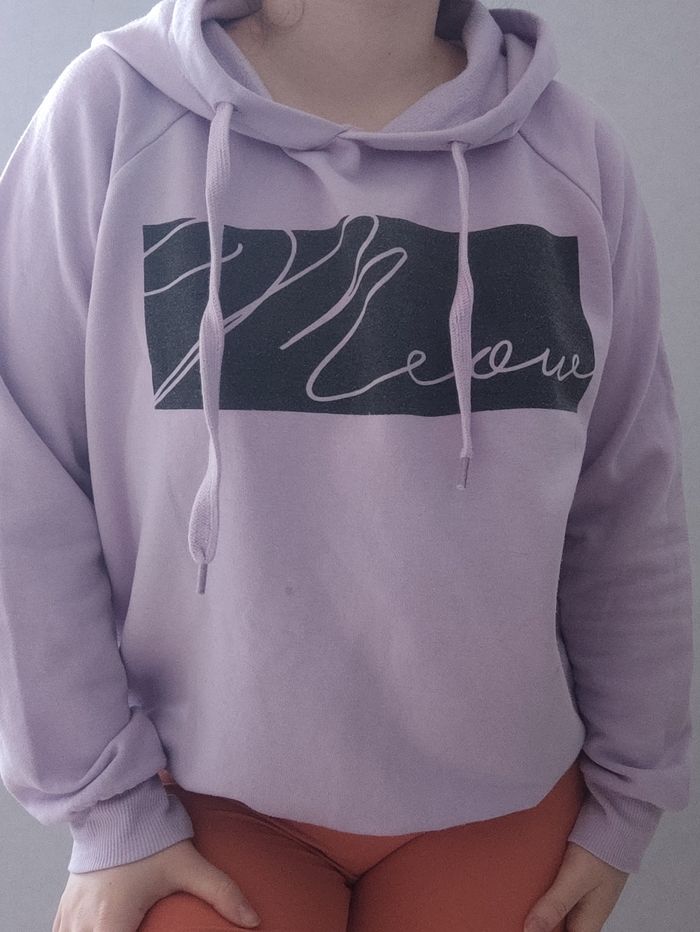 sweat à capuche lavande "meow" - photo numéro 2