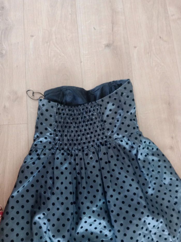 Robe de cérémonie 38 grise cérusée pois noirs c30 - photo numéro 13