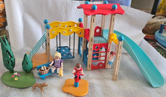 Parc de jeux playmobil toboggan bleu - photo numéro 2