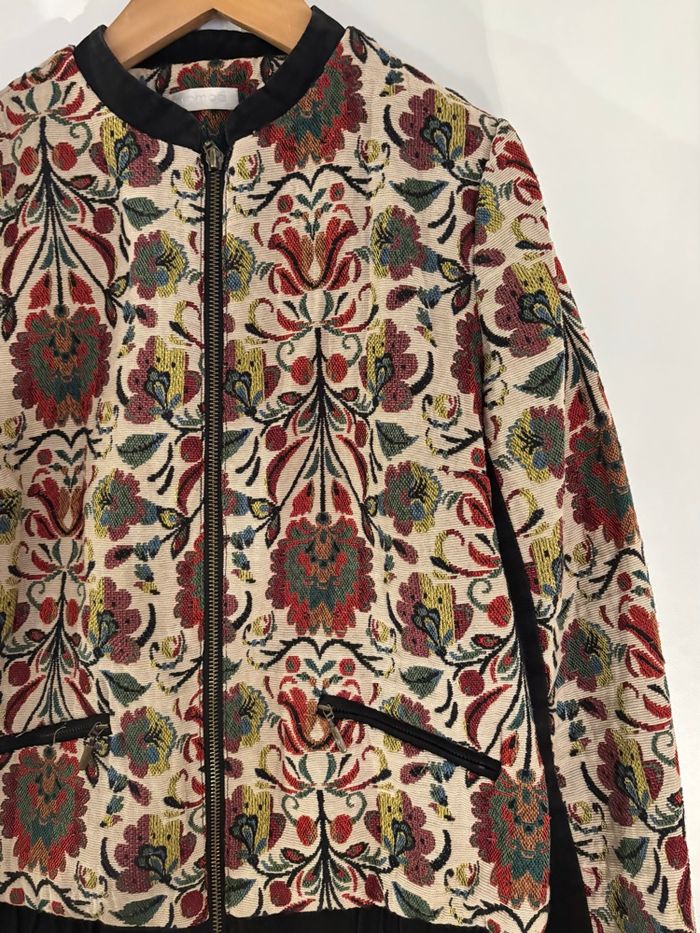 Veste Promod jacquard style tapisserie Motif floral vintage Taille 40 - photo numéro 2