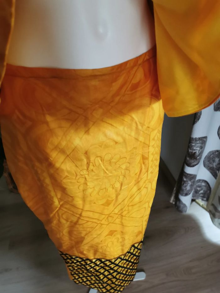 Ensemble jupe et blouse éthnique jaune moutarde pour femme - photo numéro 5