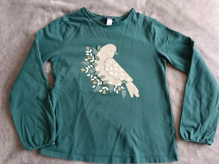 T shirt oiseau Okaïdi 10 ans vert