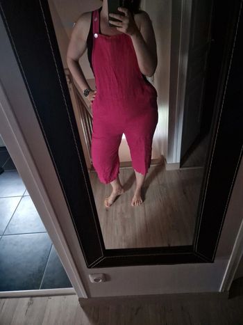Salopette vintage fushia 100% lin made in italy