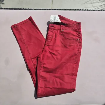 Jeans pantalon enduit rouge camaieu 38
