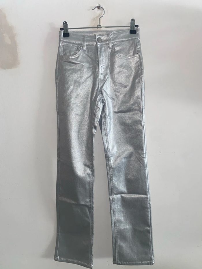 Pantalon brillant argenté