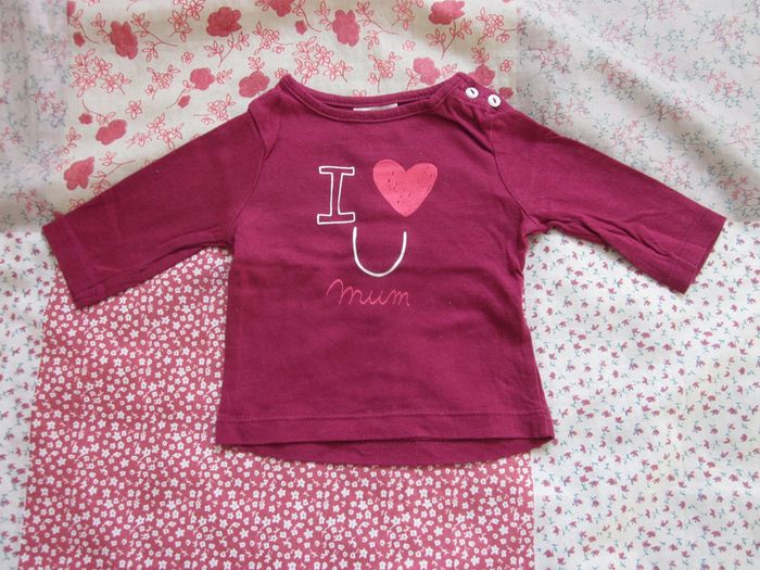T-Shirt manches longues bordeaux 1 mois