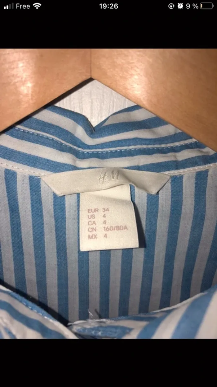 chemise longue femme a rayures bleu et blanc (XS / Femme) - photo numéro 4