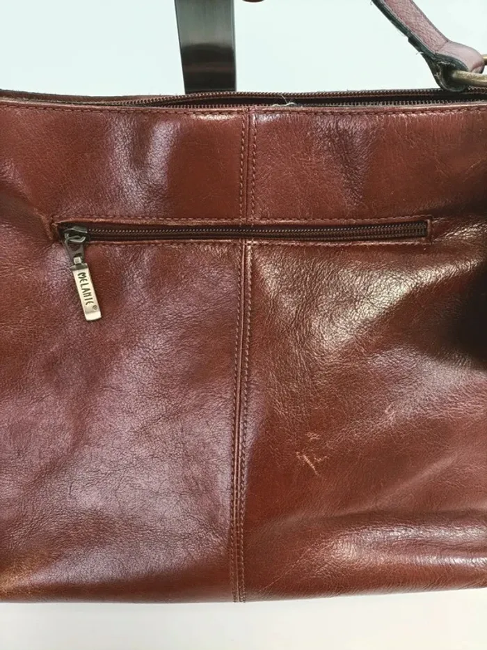Sac à main bandoulière Melanie marron détails dorés - photo numéro 7