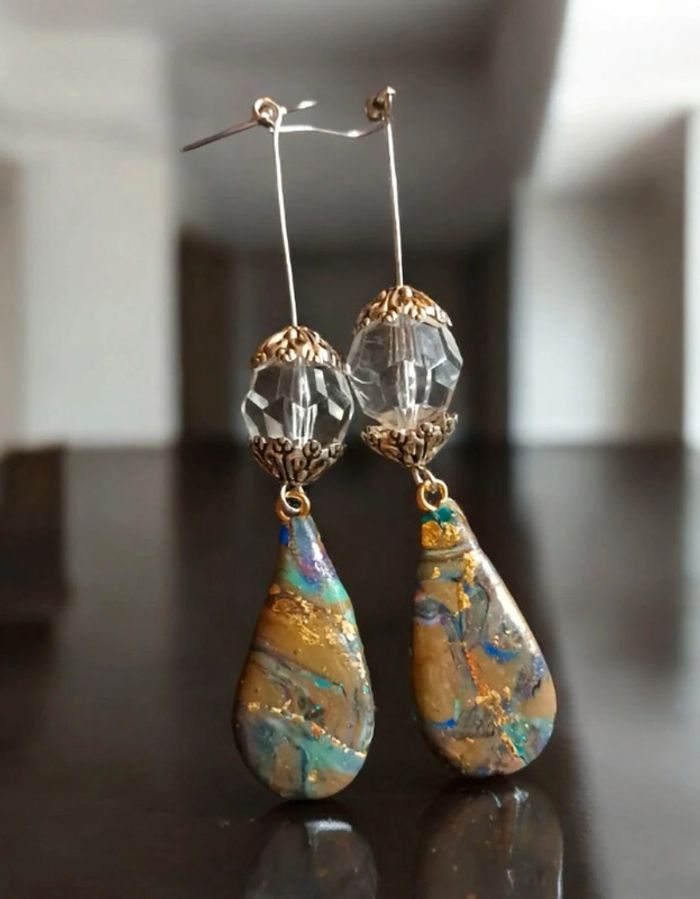 Boucles d'oreilles pendante forme gouttes - photo numéro 4