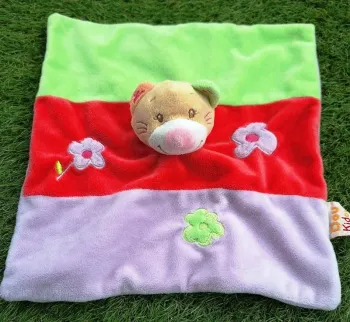 Doudou carré plat Chat / Fleurs - Doukidou