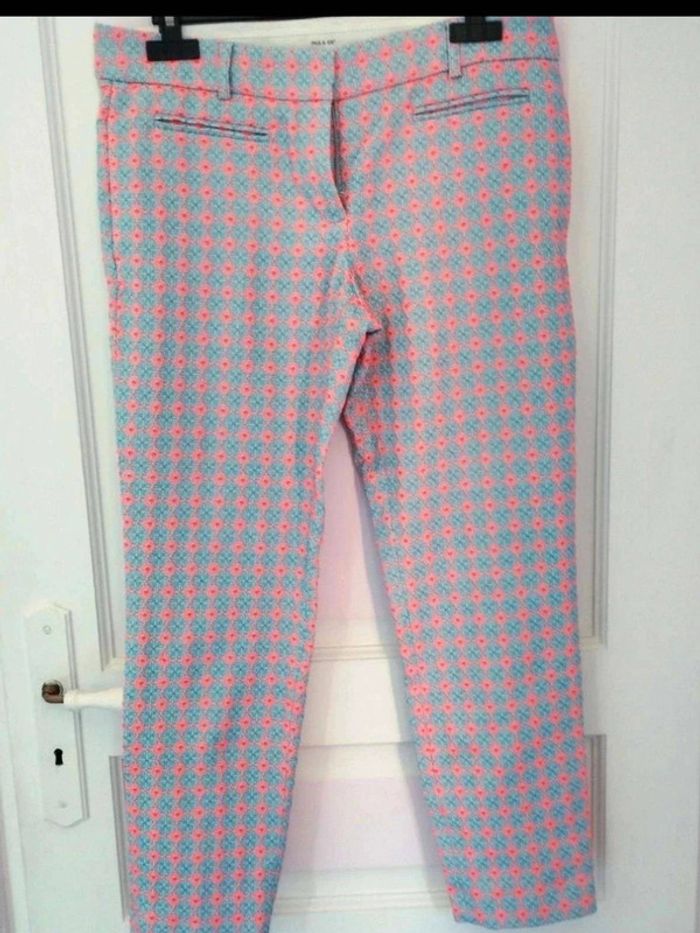 Pantalon Chino - Bleu Corail fluo  -  fleuri  - Paul&Joe  - T40  - Parfait  état - photo numéro 3