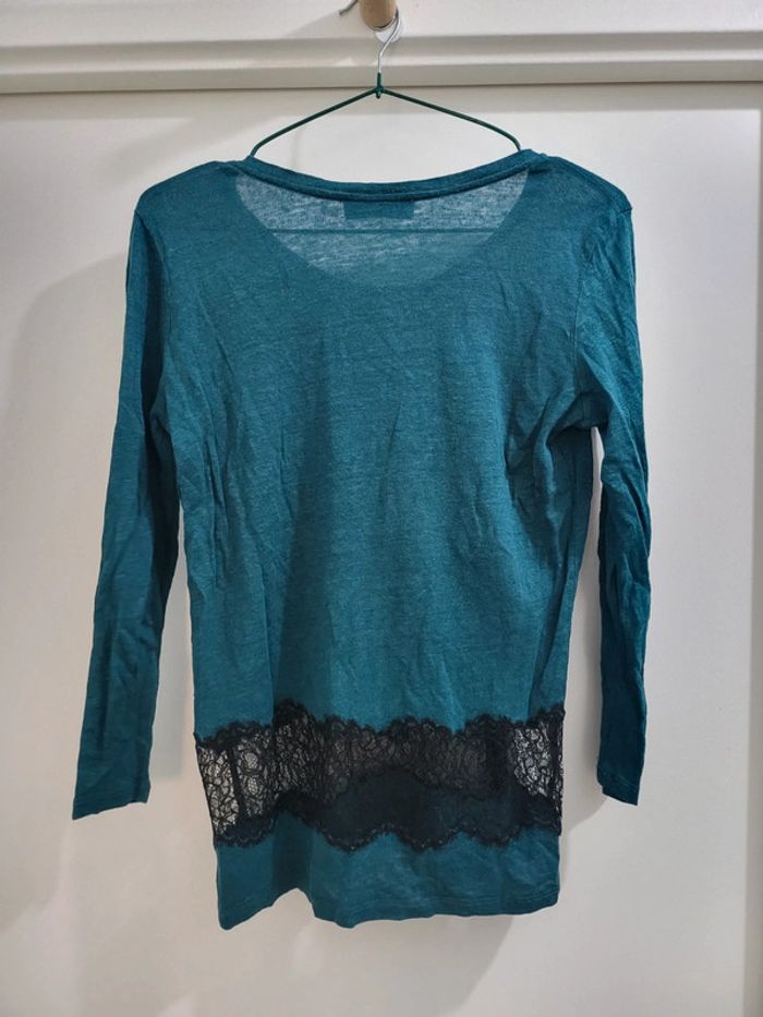 Sublime Top Sandro en lin bleu canard avec dentelle Taille S🦆