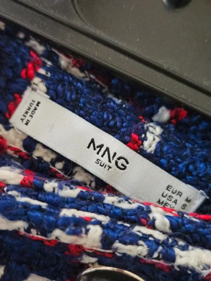 Mini-jupe bleue marine quadrillée en tweed Mango taille 38 / M - photo numéro 5