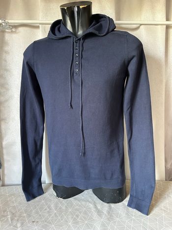 Pull fin à capuche bleu marine M Bizzbee