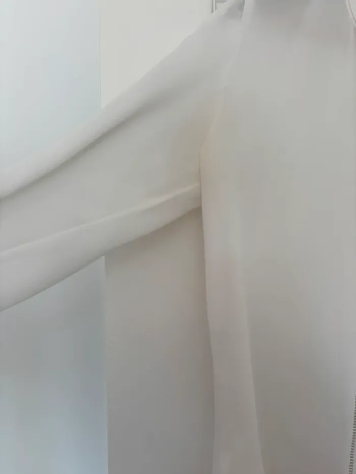 Chemisier fluide détails dentelle blanc crème Mango Taille XS - photo numéro 6