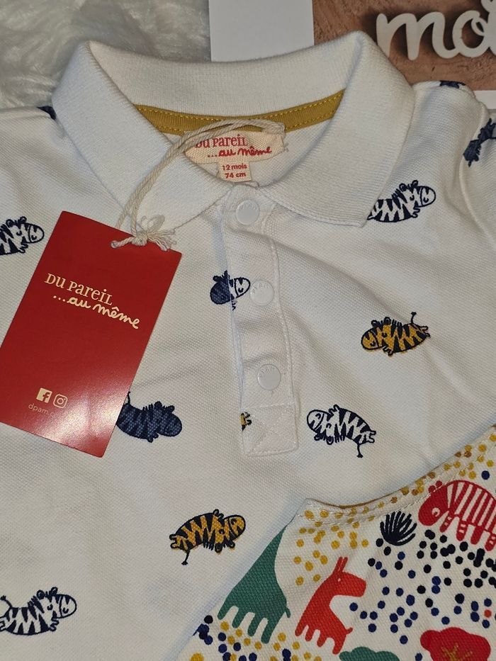 Neufs (non portés)🏷🏷 😍🤩💙ensemble  salopette courte et polo mc  12 mois garçon💙💙 - photo numéro 8