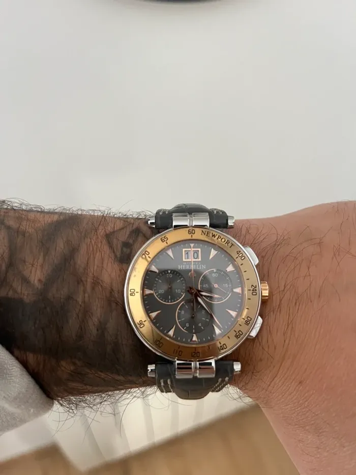 Montre chronographe Michel Herbelin gris et cuivre