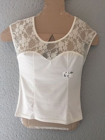 342-Haut beige dentelle T L - 40