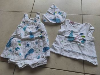 Ensemble barboteuse robe un tee shirt un fichu