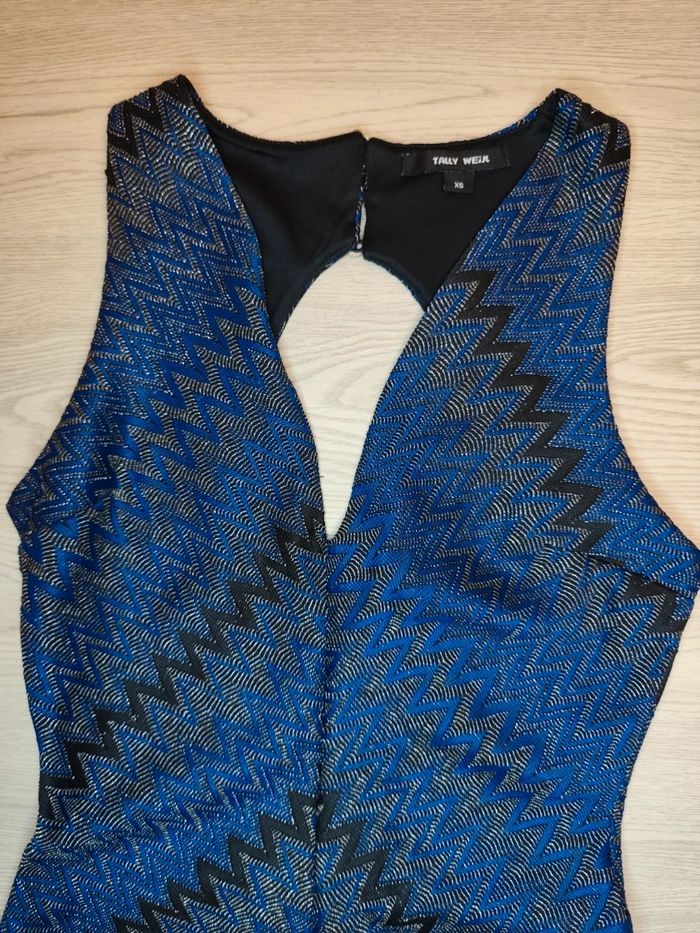 Robe courte moulante bleu noir et paillettes taille xs - photo numéro 3