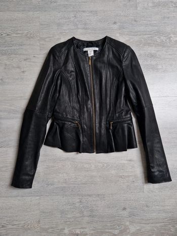 Superbe veste noire vintage en cuir de chèvre mademoiselle R La redoute taille 34