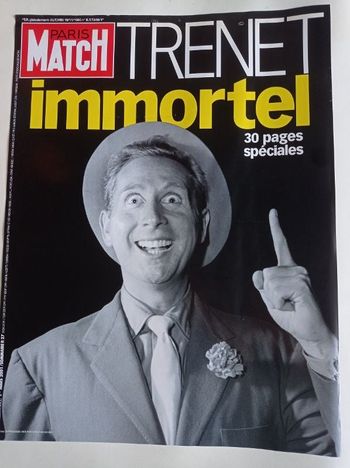 Affiche "Paris Match" Charles Trenet "Immortel"