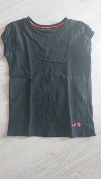 T shirt noir étoiles orange