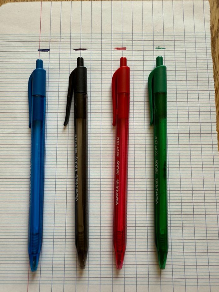 4 stylos paper mate noir bleu vert rouge - photo numéro 2